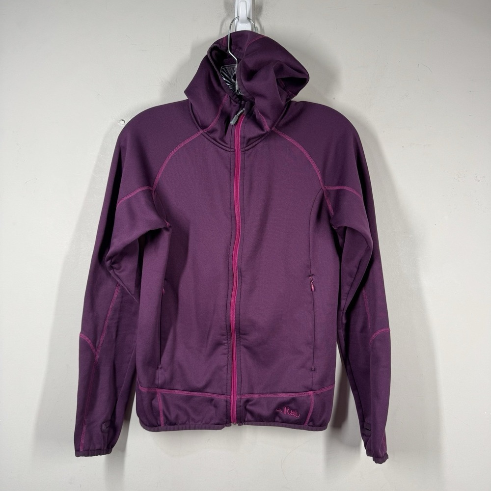 Rab PS Hoodie Purple Polartec Power Stretch Fleece Full Zip Jacket Womens Sz S